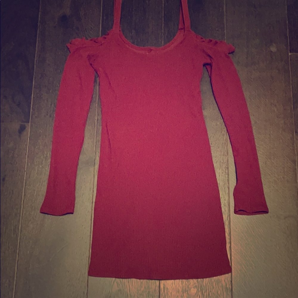 Burgundy Off The Shoulder Dress